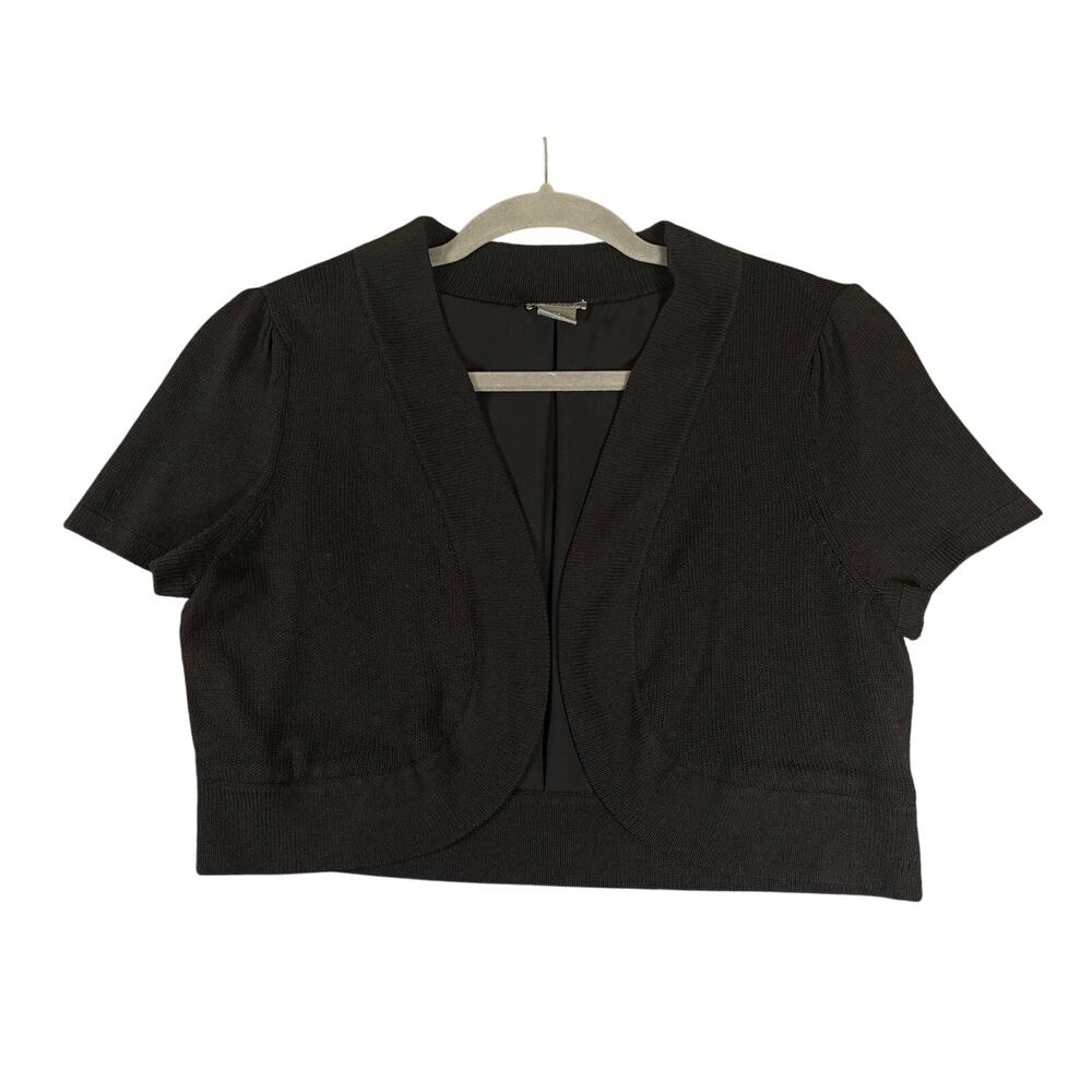 Ann Taylor Black Cropped Short Sleeve Cardigan, XS